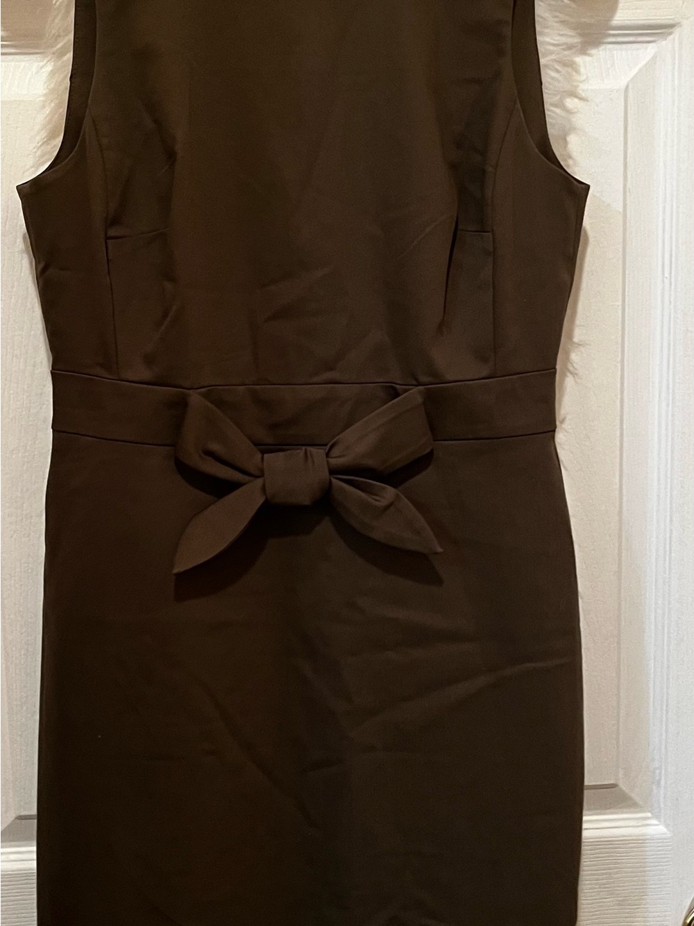 Ann Taylor Brown Bow-Waist Midi Sheath Dress